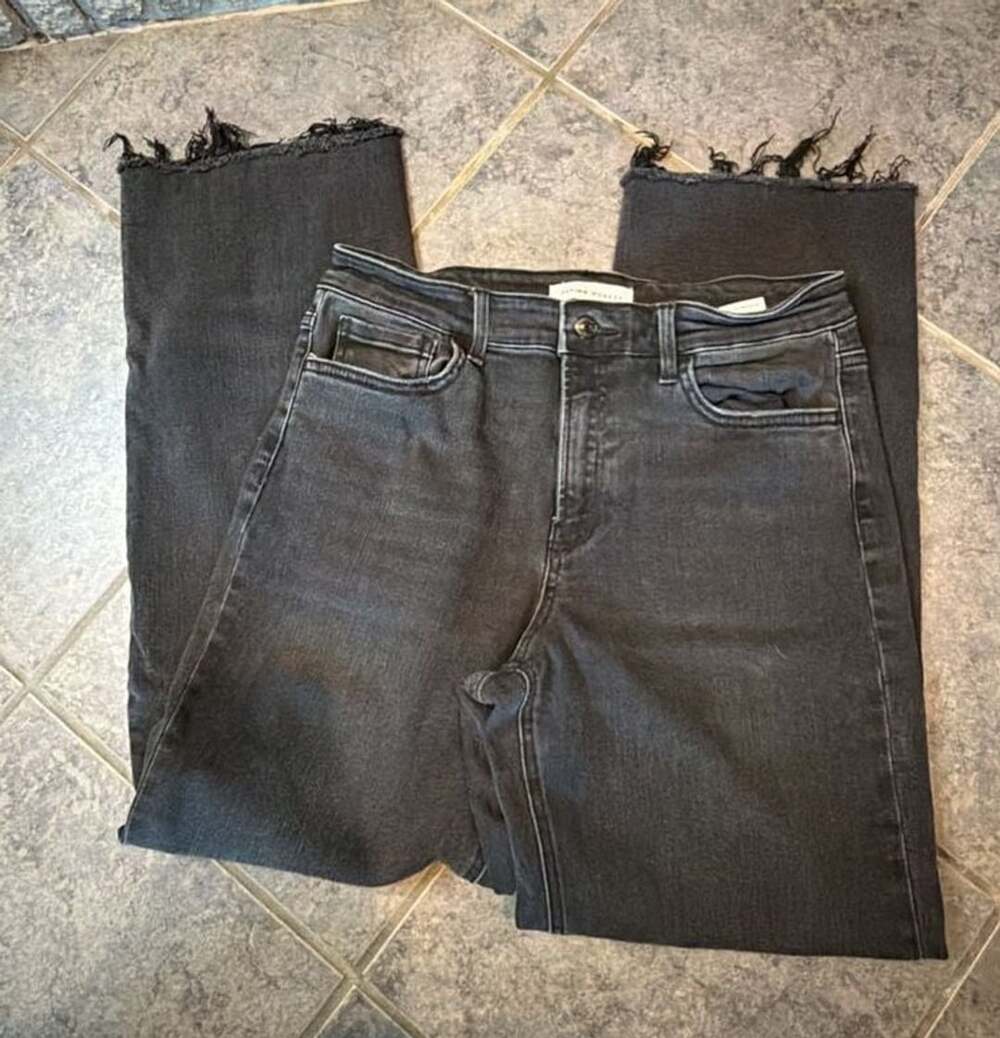 280 Flying Monkey Women's Black High Rise Raw Hem Fringed Ankle Size 29 F5351